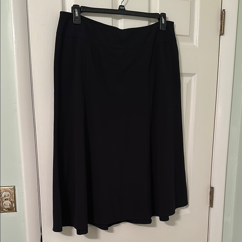 Black Midi A-Line Skirt for Work
